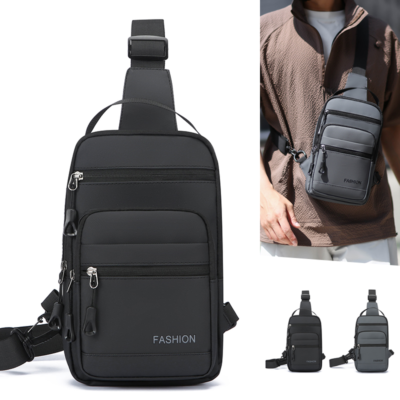 Cycling Commuter Bag - 男性用チェストバッグ 撥水性 オックスフォード フロントジッパーポケット 取り外し可能なストラップ サイクリング