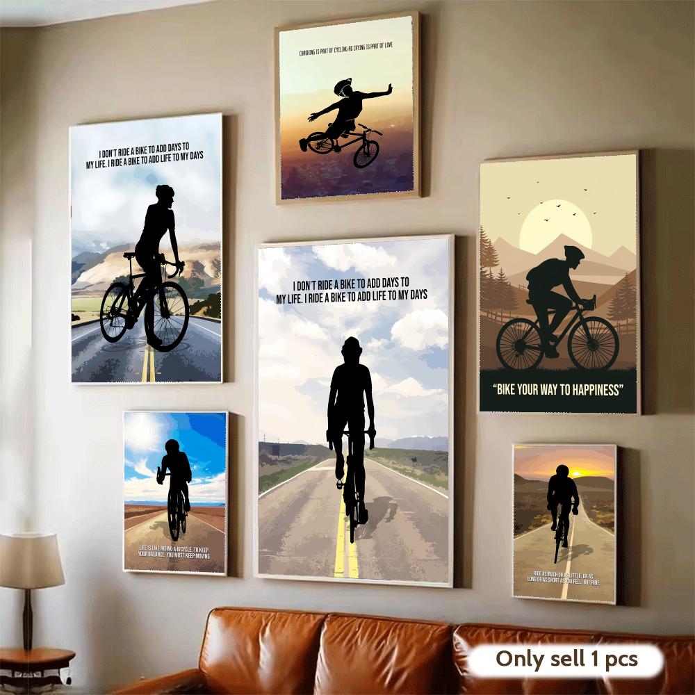 Cycling Quote - サイクリングモチベーション引用アートポスター モダンな自己粘着アートウォールデカール 寝室やリビングルームの家の装飾に最適、素晴らしいギフトアイデア
