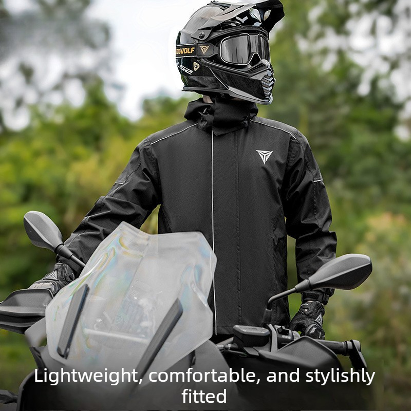 バイク用レインスーツ 防水ジャケットとパンツセット アウトド - Cycling Commute In Rain のレビューと価格