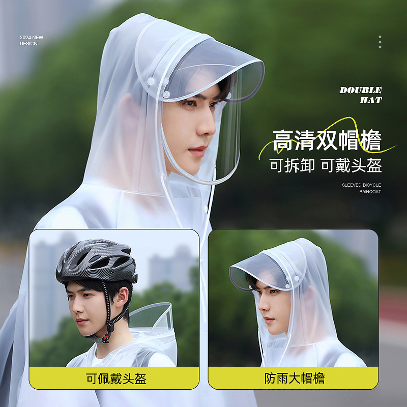 男女兼用自転車用レインポンチョ、バックパック収納ポケット付き - Cycling Commute In Rain のレビューと価格
